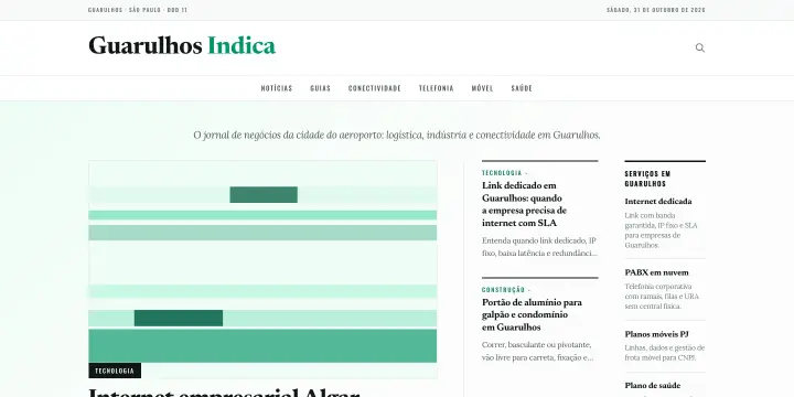 Página inicial do site Guarulhos Indica