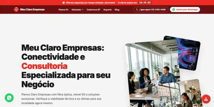 Página inicial do site Plano Empresa C