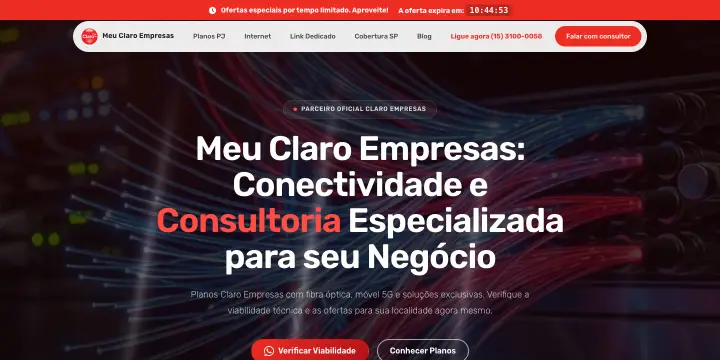 Página inicial do site Plano Empresarial C