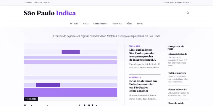 Página inicial do site São Paulo Indica